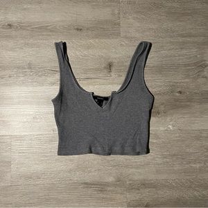 Forever 21 Gray Ribbed Crop Top - S